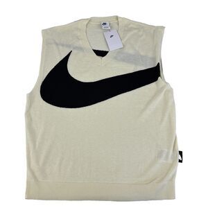 NEW Nike Golf Sweater Vest Cream With Black Swoosh FD2873-113 Men’s SIZE SMALL